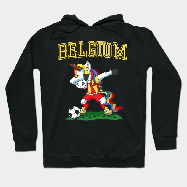 Belgium Soccer Football Unicorn Player Team Coach Hoodie by E